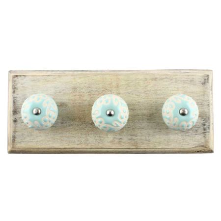 Sage Green Etched Ceramic Wooden Hook Online